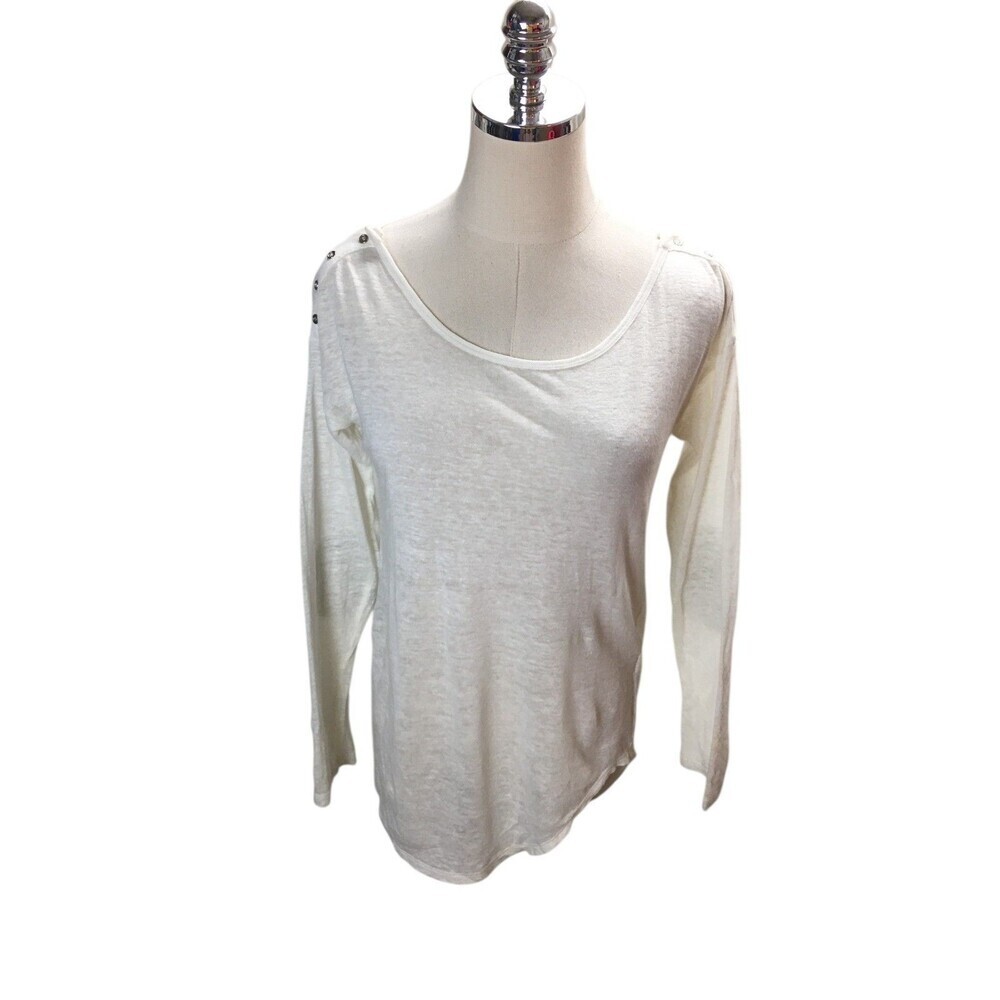 Philippe Le Bac Top Women's Size Small White 100% Linen Sheer